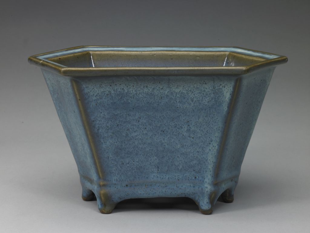 图片[1]-Jun kiln blue glaze hexagonal flowerpot-China Archive